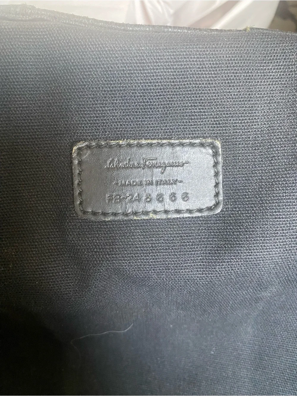 Salvatore Ferragamo Black Python-Embossed Leather Tote with Branded Canvas Strap